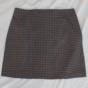 A. Byer Stretch/Comfy Mini Skirt - Black, maroon, gray plaid small pattern